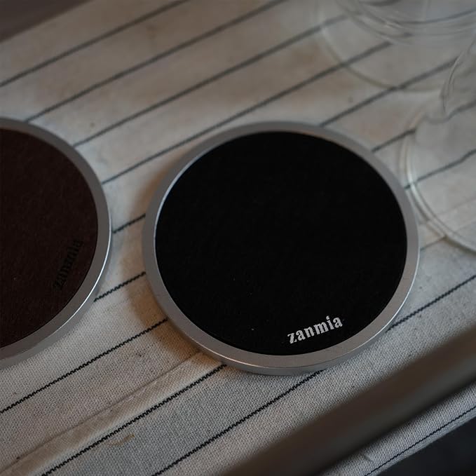 Black Long-Lasting Metal Coaster, Absorbent Replaceable Felt Pads, Non-Slip | - Image 6
