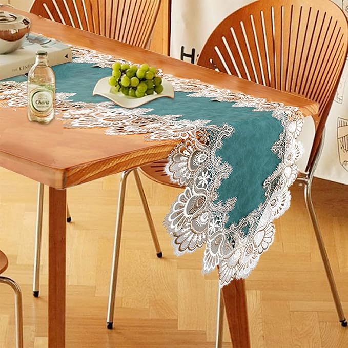 Lace Table Runner, Waterproof Oil-Proof PU Leather Table Runner - Image 5