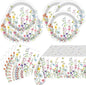 Wildflower Plates and Napkins Party Supplies, Floral Tablecloth | 24 Serves by Unknown