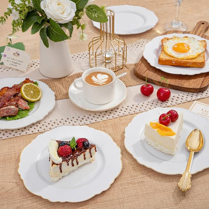 60pcs Gold Dessert Plates-7.5inch Baroque White and Gold Small Dessert - Image 2