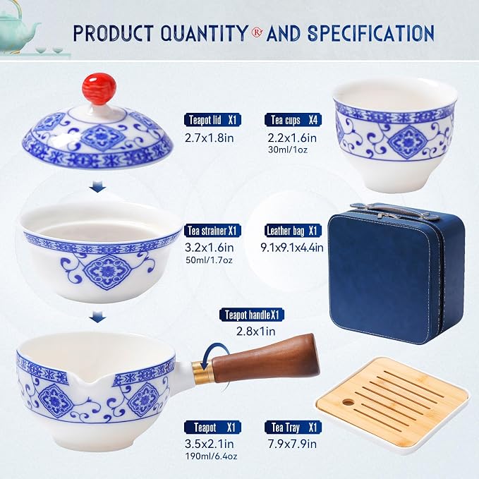 Chinese Tea Set Gongfu Tea Set, Portable Teapot Set - Image 4