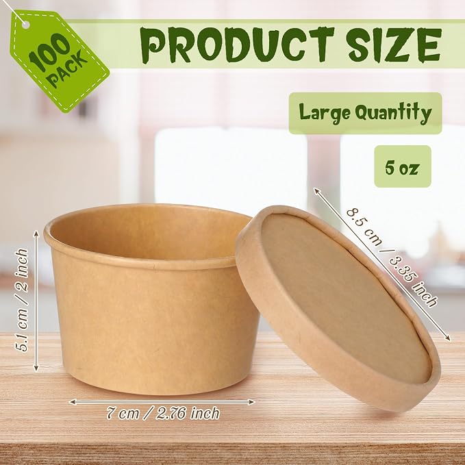Fulmoon 100 Pack Paper Soup Containers - Image 2