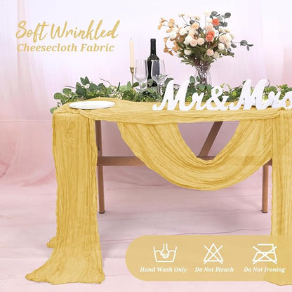 Pesonlook Cheesecloth Table Runner Gold, 10 Pack 17.7x108 inch, Long | Rustic - Image 8