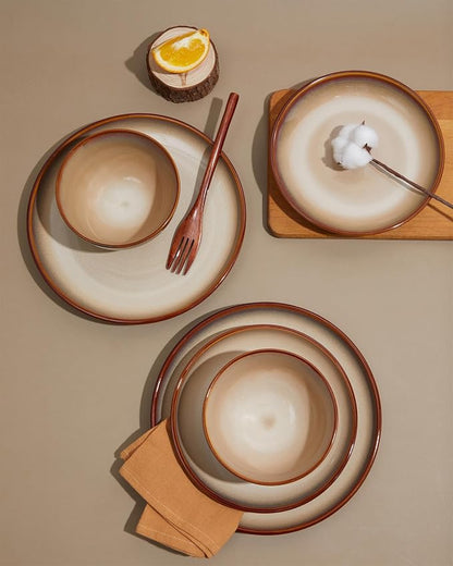 Ceramic Dinnerware Sets for 6, 18 Pieces Stoneware Plates and Bowls Sets - Image 2
