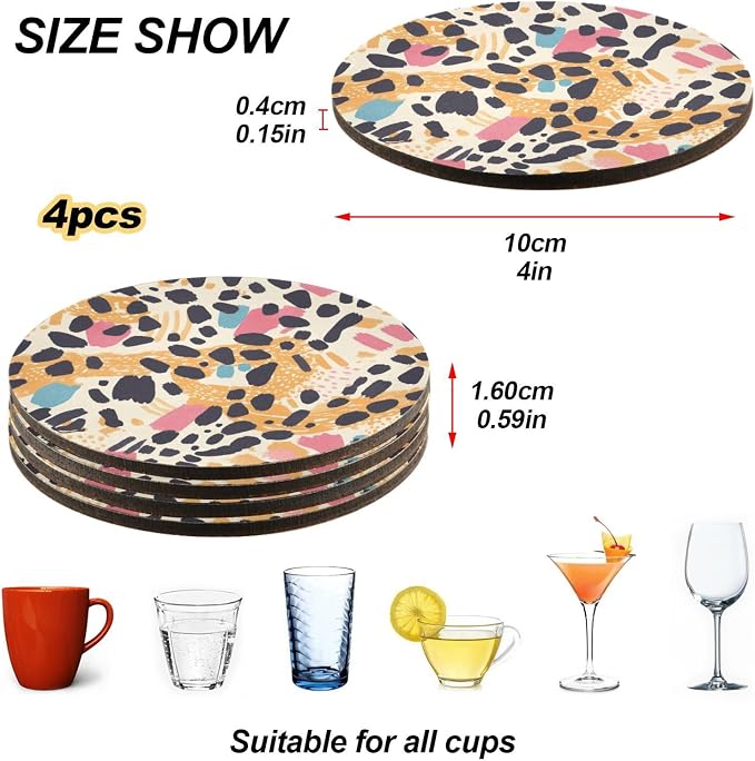 Abstract Leopard Cheetah Skin Shapes Coasters - Image 4