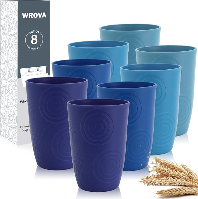 Wrova Wheat Straw Cups 16oz set of 8 by WROVA