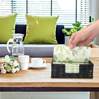 Square Cocktail Napkin Holder Rattan Napkin Holders - Image 2