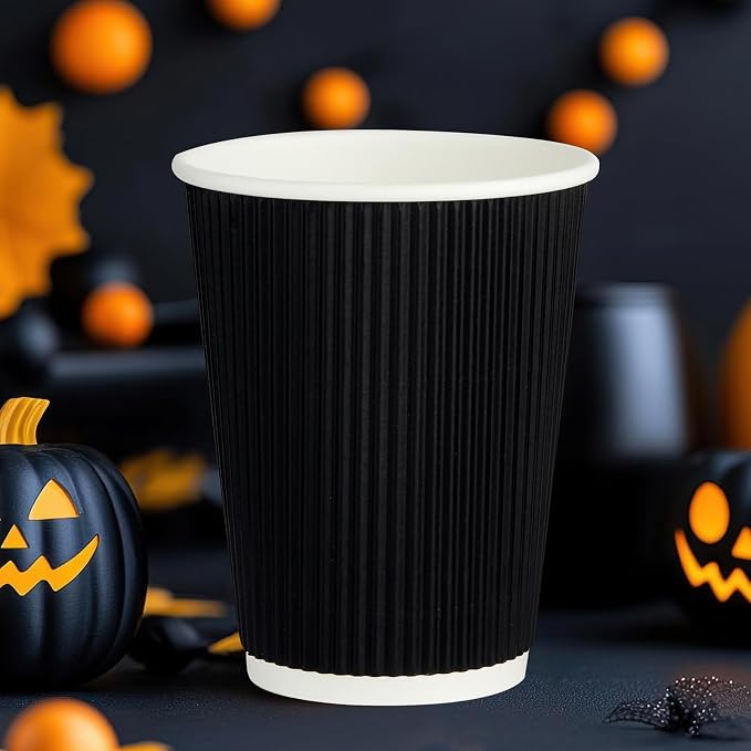 JollyPack Disposable Paper Coffee Cups, 12 oz, 60 Pack, Insulated Ripple Wall - Image 5