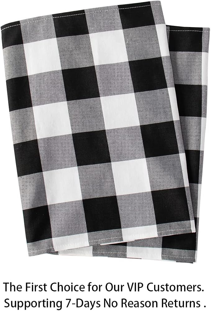 ShinyBeauty Gingham Table Runner 13x72 Black White Buffalo Plaid | Soft Cotton - Image 7