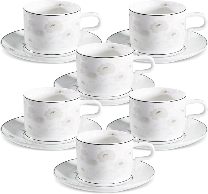 fanquare 7 Ounces Bone China Teacup and Saucer Set by fanquare
