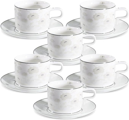 fanquare 7 Ounces Bone China Teacup and Saucer Set by fanquare