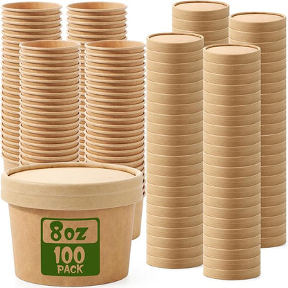 Fulmoon 100 Pack Paper Soup Containers by Fulmoon