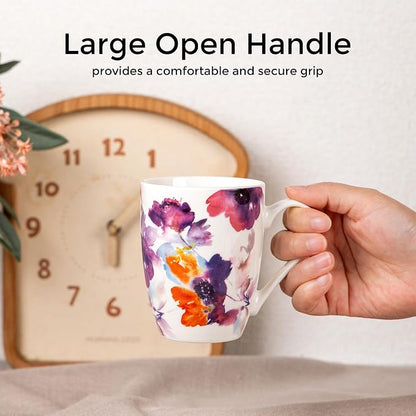 GBhome Floral Coffee Mugs Set of 6, 12 oz Ceramic Coffee Cups Set | Classic - Image 2
