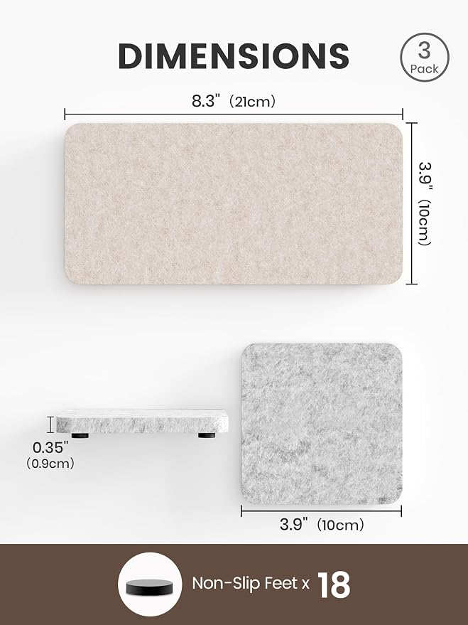 Fluxynara Felt Coasters for Drinks, Mixed Sizes, Oatmeal & Light Gray | 8 x 4 - Image 2