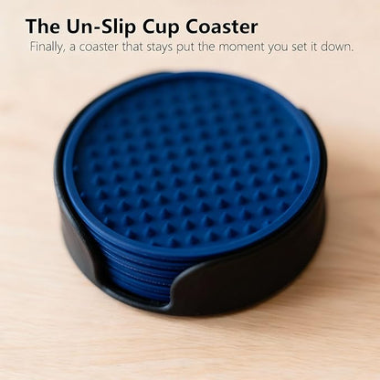 Ortarco 6 Pack Drink Coasters with Holder, Silicone Cup Mat for Hot or Cold Drinks, Non-Slip, Non-Stick