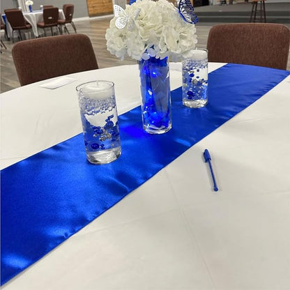 Royal Blue Satin Table Runner 12x108 Inches, 15 Pack | Silk and Smooth Fabric - Image 2