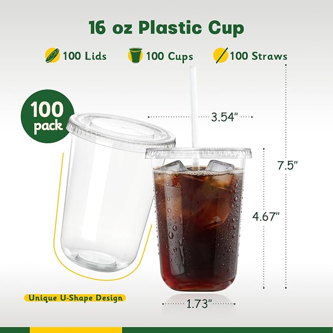 100 Pack 16 oz Round Bottom Plastic Cups - Image 2