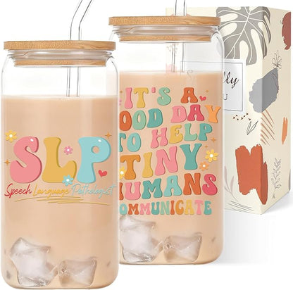 SLP Gifts for Women, Speech Language Pathologist Glass Tumbler, Appreciation by Shejdgart