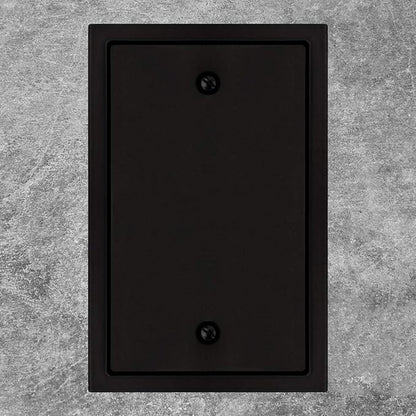 Henne Bery Modern Edge Switch Plate Wall Plate Outlet Cover, Durable Solid Zinc Alloy (Single Blank 2PK, Matte Black)