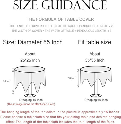 patdrea Designer Linen Vintage Small Table Cloth for Round Table,Durable Breathable Tablecloth,Cover Fall Dacorative for Kitchen Dining Parties,Holiday Christmas,Thanksgiving,Diameter 55"-Warbler