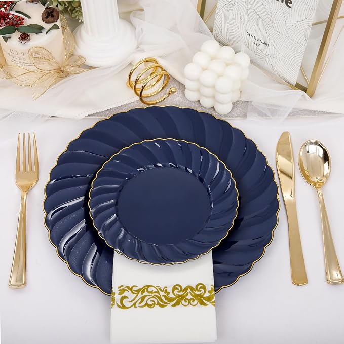 YOUBET 150PCS Blue Plastic Plates - Image 6
