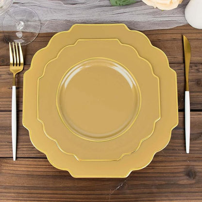 Gold Hard Plastic Dessert Plates, 50 Pack 8" Disposable Round Baroque Plates - Image 7