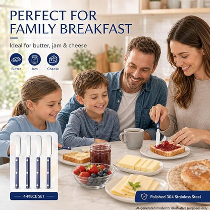 4PCS Stainless Steel Butter Knives Set: 6.3 Inch Cheese Spreader 304 Stainless - Image 5