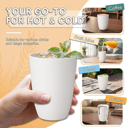 Wrova Wheat Straw Cups Set of 6 Good Alternative to Plastic Cups Reusable 12 oz - Image 4