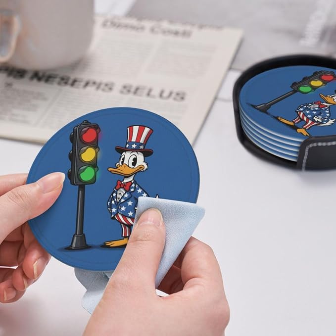 Patriotic Traffic Light Duck Leather Coasters Set of 6 - Image 6