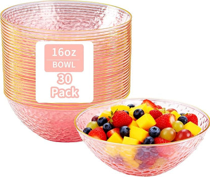 Tinybee 30 Pack Pink Plastic Bowls by Tinybee