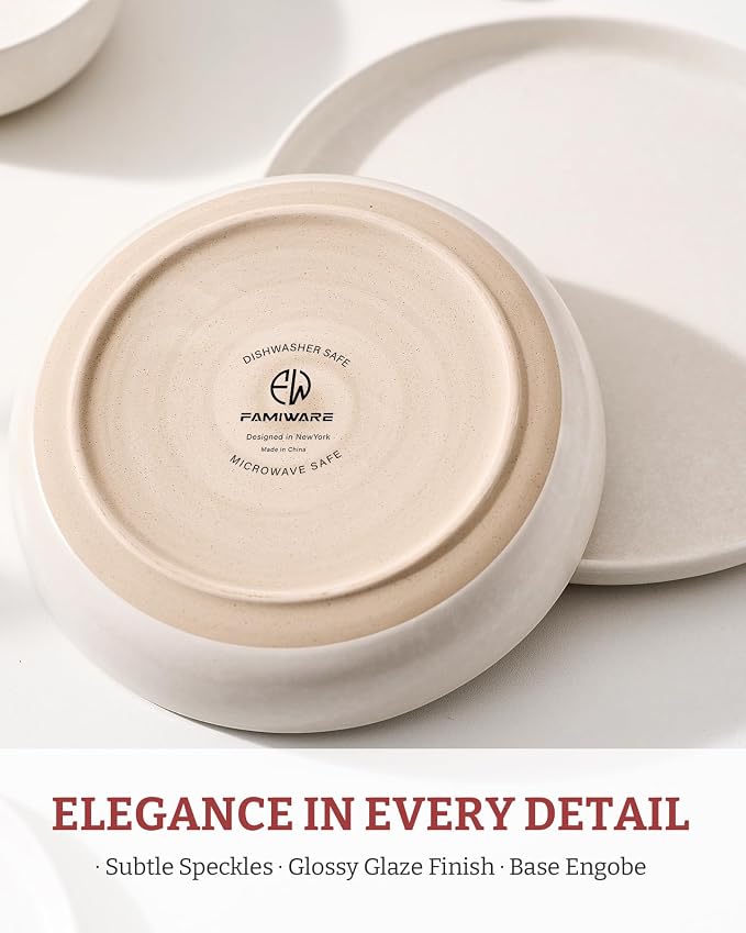 famiware Milkyway 33 oz Pasta Bowls Set of 8, Matte White | Double Reactive - Image 4