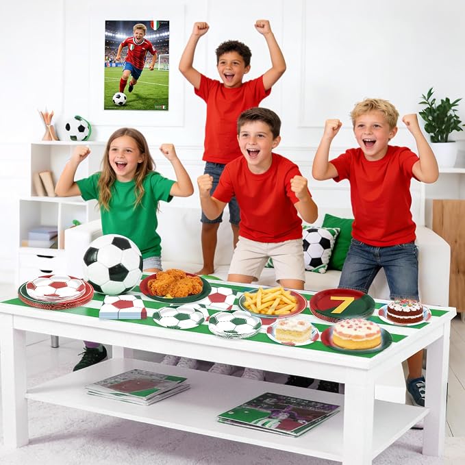 180Pcs Soccer Party Supplies Paper Plates and Napkins Serve 60 | Disposable - Image 7