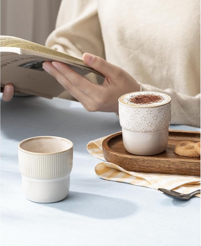 Espresso Cups Set of 2, 4oz Espresso Shot Cups, Mini Coffee Mugs Farmhouse Decor - Image 3