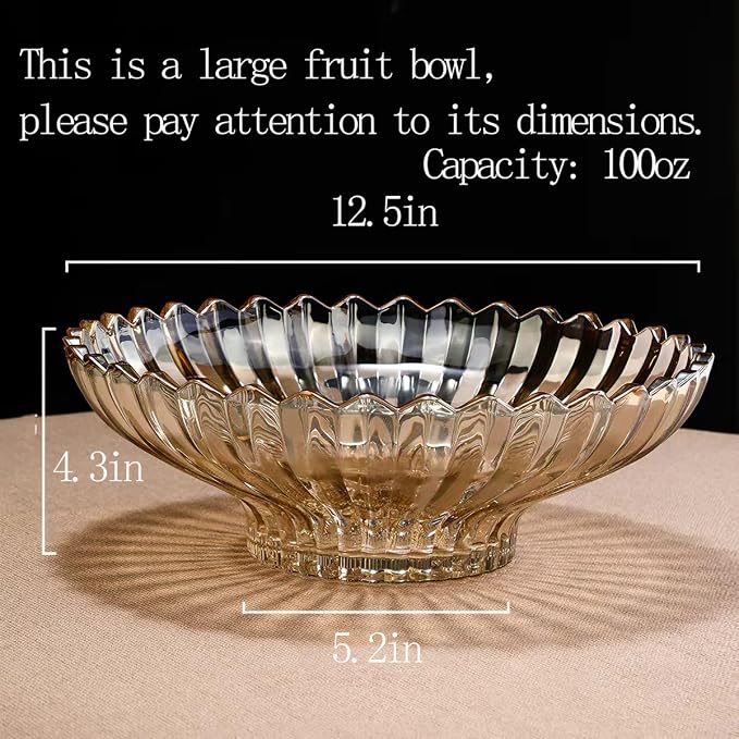 Extra Large Glass Fruit Bowl or Decorative Bowl, Center Bowl，Used - Image 3