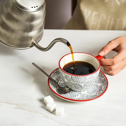 KitchenTour Espresso Cups and Saucers set, 7oz - Image 6
