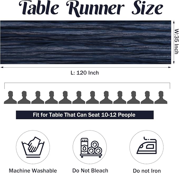 6 Pieces Navy Blue 10FT Cheesecloth Table Runner Boho Gauze Fabric Table Runner - Image 4