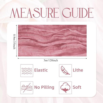 Cheesecloth Table Runner Dusty Rose 10FT Boho Gauze, 3 Pack | 120 Inch Cheese - Image 2