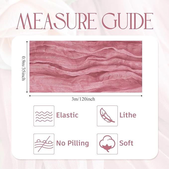 Cheesecloth Table Runner Dusty Rose 10FT Boho Gauze Table Runners | 120 Inch - Image 2