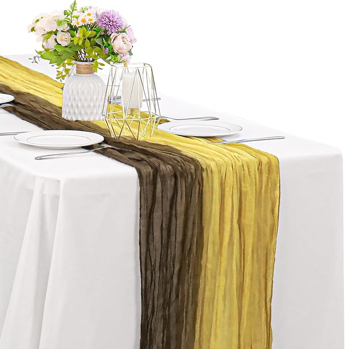 10Ft Cheesecloth Table Runner Boho Gauze Rustic Tie-Dye Long Vintage Romantic by JALANCY