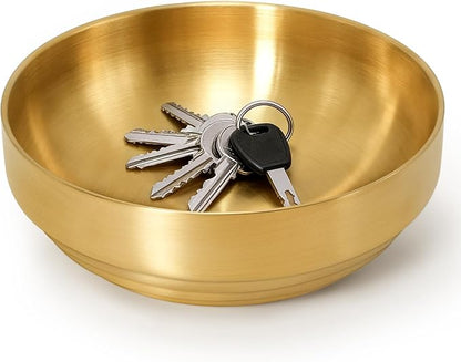 7.4" Gold Decorative Bowl Key Bowl Stainless Steel Fruit Bowl Modern Stylish by Philbinden