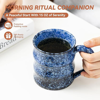 Unique Reactive Glaze Ceramic Coffee Mug - 15 oz Large Coffee Cup - Image 5