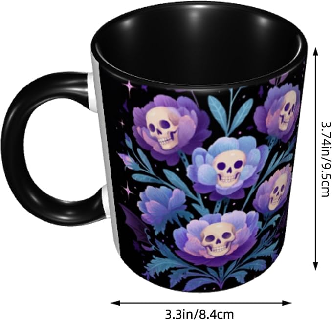 Skull Floral Coffee Mug 11 Ounce Mugs Ceramic Tea Cup Drinking Water Cups | - Image 3