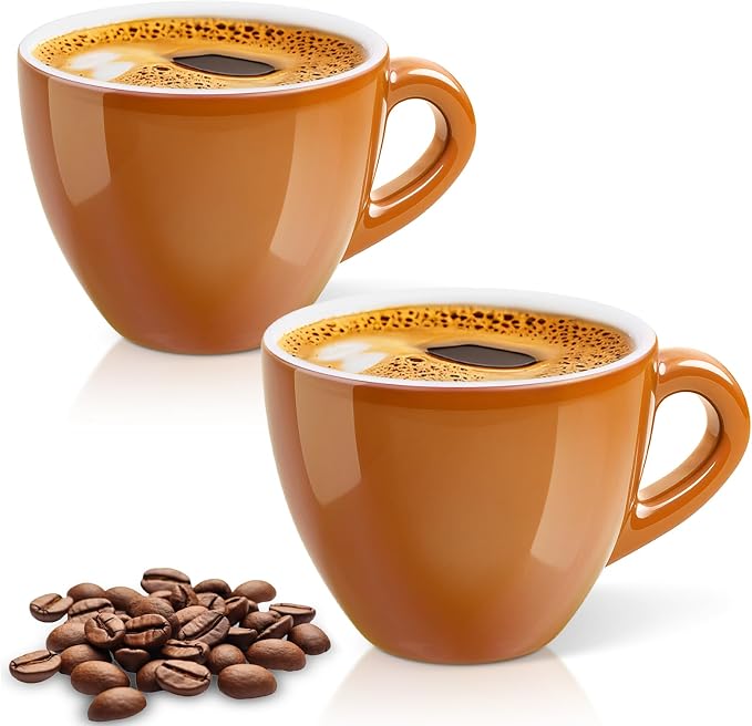 Pilnocok Ceramic Espresso Cups Set of 2, 6 oz Coffee Small Mugs | Cappuccino by Pilnocok