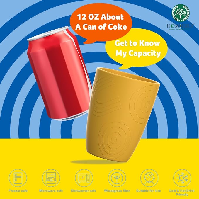 Homienly Wheat Straw Cups Set 8 PCS, 12 OZ Reusable Plastic Cups Alternative - Image 5