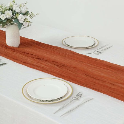 Efavormart 10ft Terracotta Cheesecloth Table Runner - Image 3