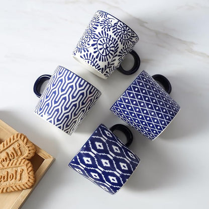 Selamica Ceramic Espresso Cups Set of 4, Vintage Blue | 5 Oz Espresso Mugs - Image 6