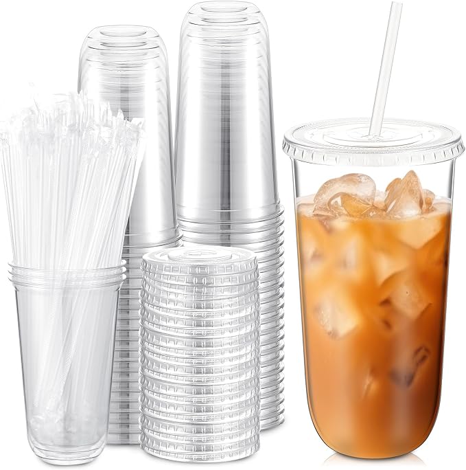 Ziliny 50 Sets 20 oz Clear Plastic Cups by Ziliny