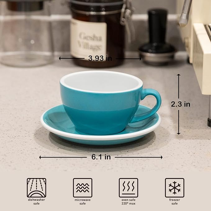 Loveramics Cappuccino Cup with Saucer, 8 oz Ceramic Coffee cup with Round Bottom - Image 5