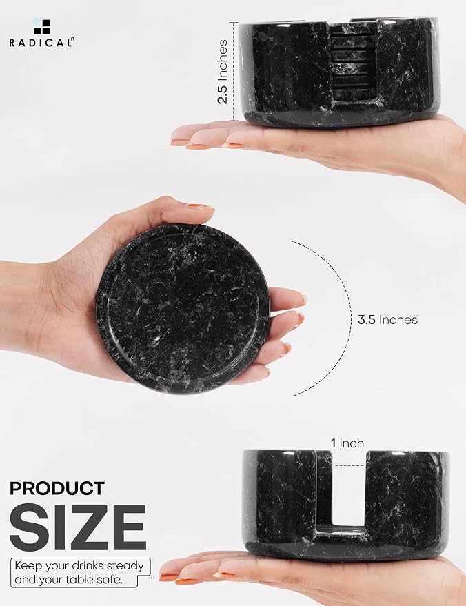 Radicaln Round Marble Coasters Set of 6 - Image 6