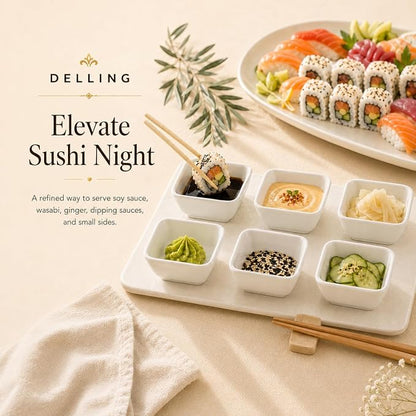 DELLING 3 Oz Ceramic Dipping Bowls Set of 6, Porcelain Soy Sauce Dish - Image 4